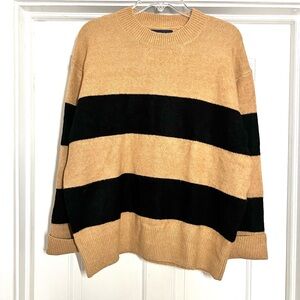 Piombo Caramel Tan and Black Striped Women's Sweater